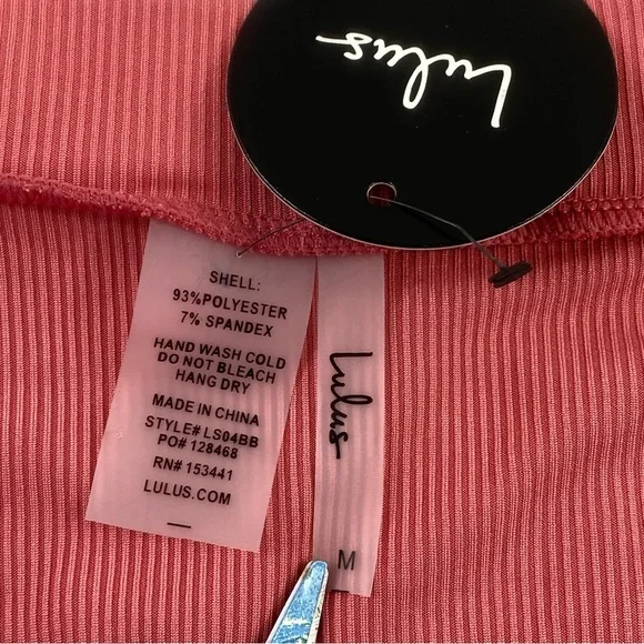 Lulus Coral High Waist Cheeky Ribbed Bikini Bottom NWT Sz Medium - Picture 6 of 9